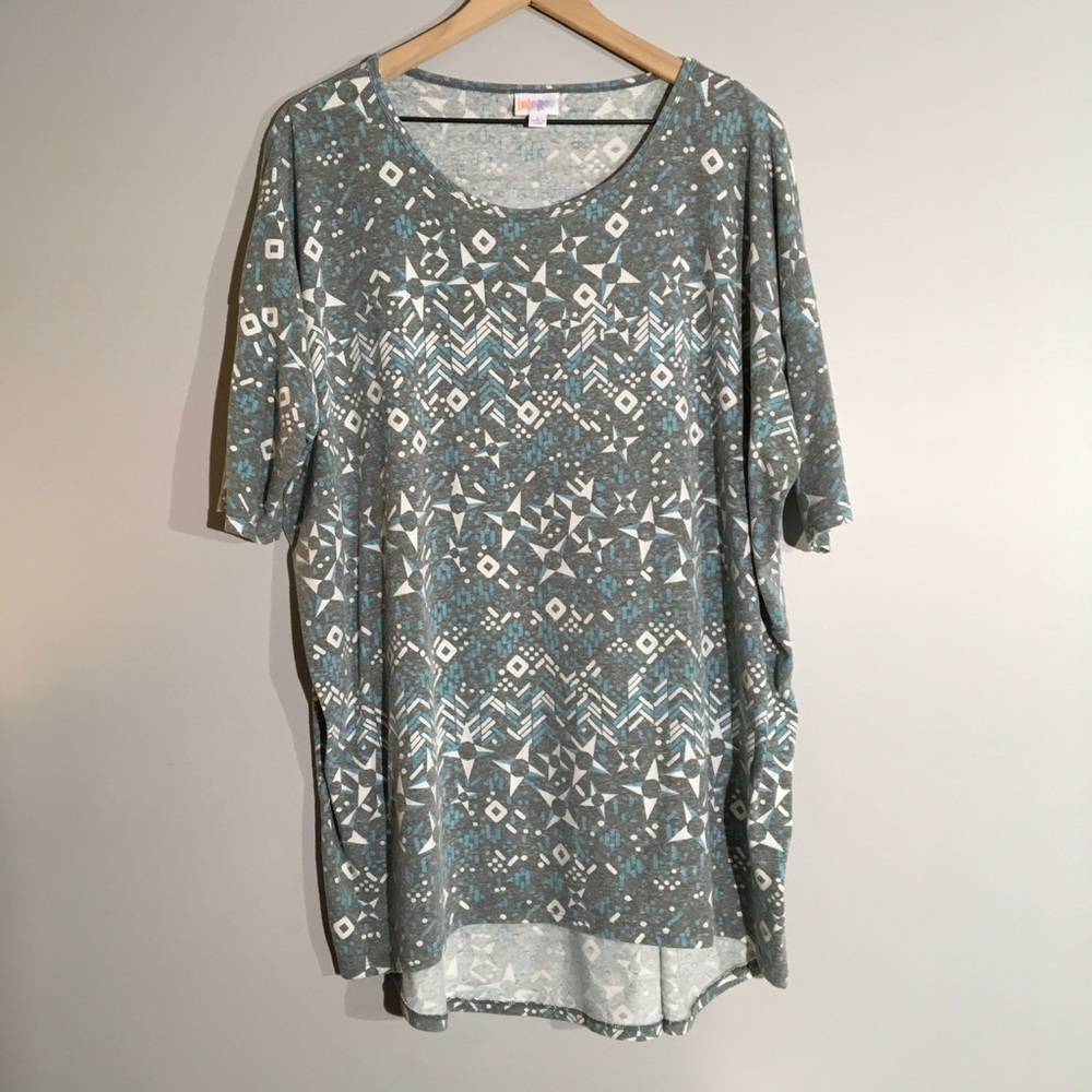 LulaRoe Irma, Size Large Blue, gray and white - Picture 2 of 5